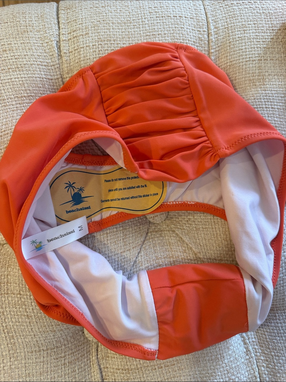 Aerie/Beachsissi Women’s Floral Crop Top & Orange High-Waist Swim Suit Medium - Picture 5 of 8